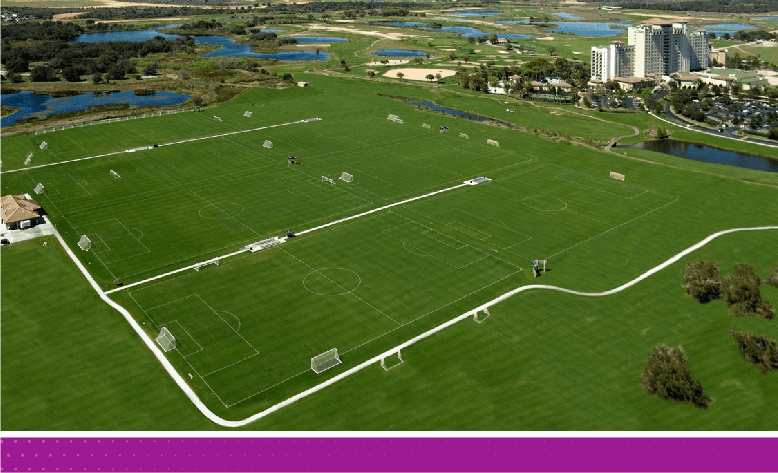 Aerial view of the soccer fields shown in the PSS Easter International Cup archive